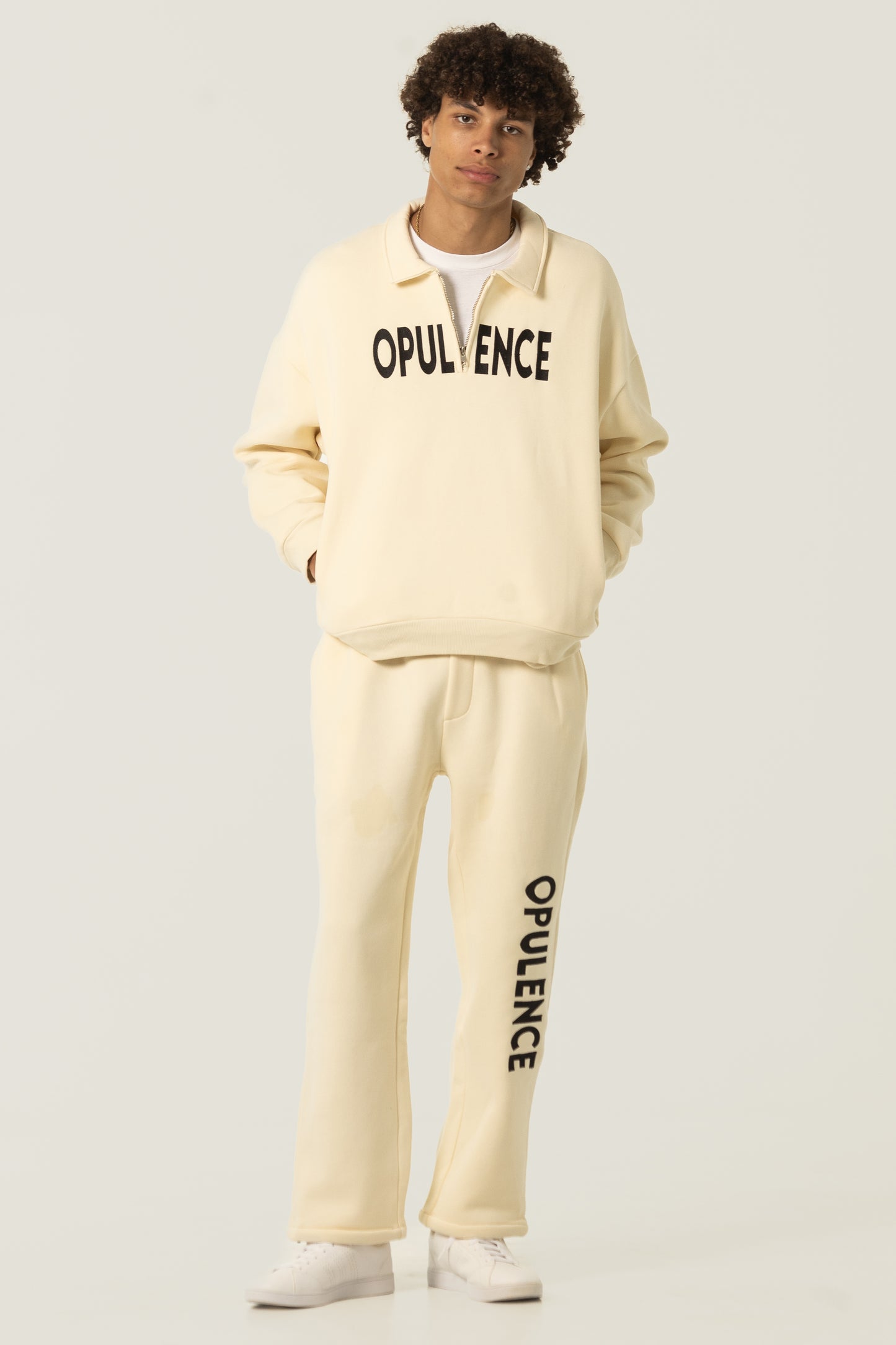 Cream Quarter Zip Sweatshirt